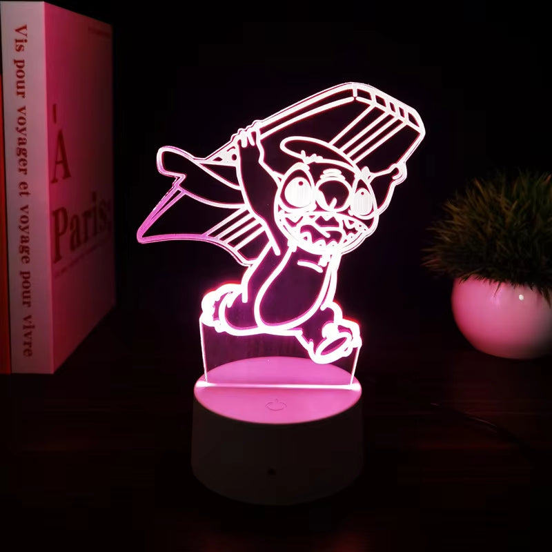 3D Illusion Stitch Night Light with Remote Control and Smart Touch Room Decor Lamp Birthday Valentine'S Day Christmas Gifts